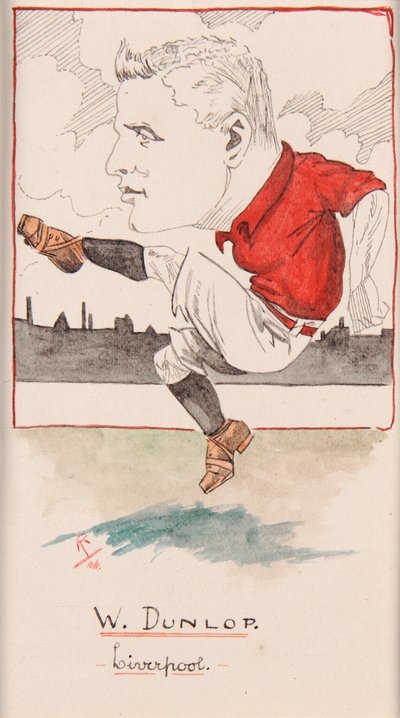 Billy Dunlop, Liverpool, tekening voor een set sigarettenkaarten, 1907 door Rip